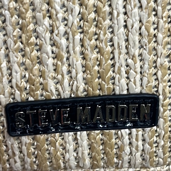 Steve Madden Woven Purse with Leather Straps Tan and Brown - Picture 7 of 12
